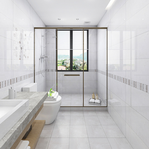 现代白色大理石纹厨房300x600墙砖防滑卫生间瓷砖5d喷墨耐磨地砖