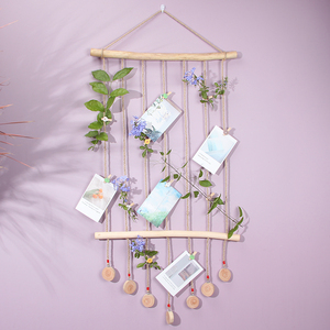 创意照片墙组合相框相架麻绳夹子原木树枝挂饰幼儿园民宿墙壁装饰