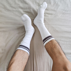 筒袜女春夏季长袜男士运动袜棉袜二杠条纹袜学生袜白袜子潮28人付款