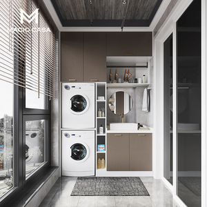 玛格阳台柜定制储物柜洗衣机一体柜收纳组合置物柜阳台装修改造