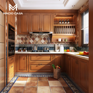 玛格厨房橱柜定制现代美式小户型厨柜石英石台面灶台柜橱柜一体