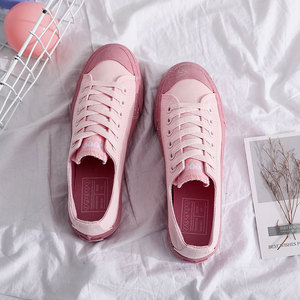 2022春季粉色系带仙女鞋温柔平底学生韩版ins潮帆布鞋女小众复古
