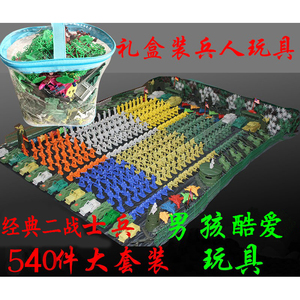 二战小兵人士兵军人模型塑料玩具军事套装战争场景绿色兵人仔套装