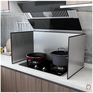 不锈钢挡油板厨房炒菜防油溅挡板煤气灶耐高温加厚油烟机隔热挡板