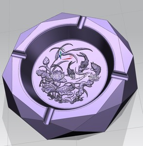 ug鲤鱼荷花烟灰缸stp格式图档和cnc三轴nc程式加工程序单