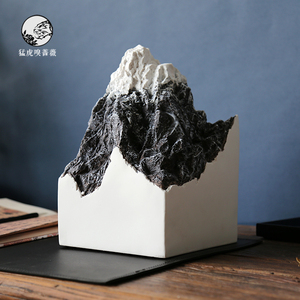 现代新中式家居摆件树脂假山石头雕塑雪山样板房装饰品禅意工艺品