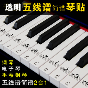 电子琴按键贴键盘贴纸88键手卷钢琴键透明贴纸61键54键音标贴谱贴