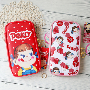 现货新款日本带回peko不二家牛奶妹可爱限定甜美草莓款大容量笔袋