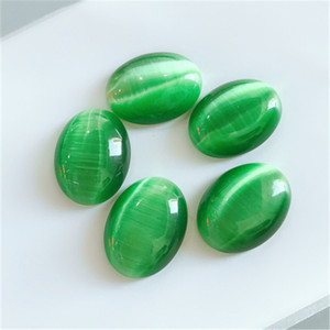 猫眼石绿色金黄色白色椭圆蛋形6x8-15x20古风发簪diy配件戒面裸石