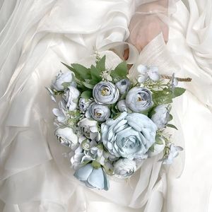 手捧花新娘结婚粉色小清新韩式花球婚纱摄影拍照道具假花仿真花束