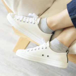 文艺风●春夏季基本款小白鞋袜子纯色短袜全纯棉简约运动女船袜子