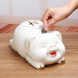 儿童存钱罐可爱简约家居陶瓷储钱罐猪年送礼只进不出钱罐韩国创意