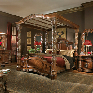 欧洲帝王床2米床全实木双人床大理石床加宽加大别墅床豪华床定制