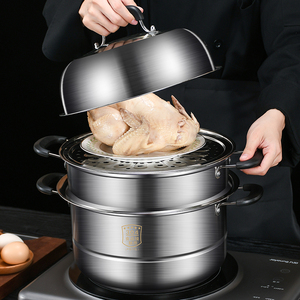 304不锈钢大蒸锅2层三层四层多层大蒸笼家用大容量特大号超大商用