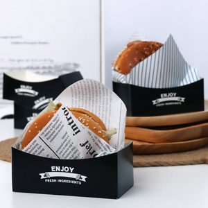 韩国ins网红抖同款汉堡包装打三明治厚蛋土司早餐食品手拿黑纸盒