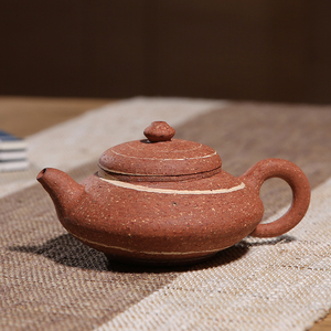 觅陶 四川荣昌陶茶壶 虚扁壶 纯手工荣昌陶壶非紫砂壶泡茶器茶具