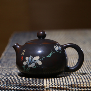 觅陶 云南建水紫陶茶壶 彩填西施壶 何锦泥绘建水陶紫陶壶 泡茶具