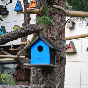 鸟巢装饰防腐木鸟窝繁殖箱户外鸟屋庭院塑木鸟窝木质鸟房子