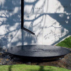石雕水钵石钵园林景观简约溢水盆涌泉大理石流水水盆庭院水景摆件