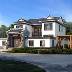 2170二层中式四合院别墅设计图纸全套施工效果图带堂屋农村小院子