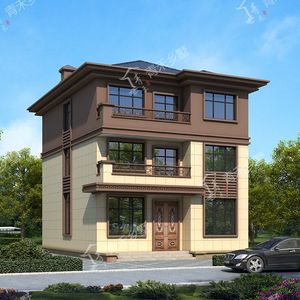 3146新中式两开间三层别墅设计图纸农村自建房盖房图纸占地112平