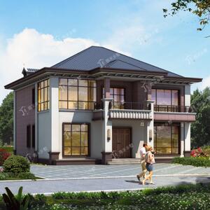 2150新中式二层2别墅设计图纸简单带堂屋阳台170平农村自建房全套