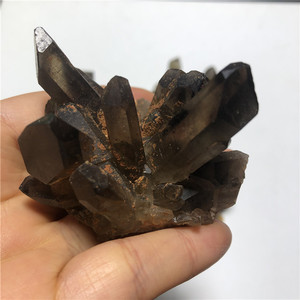 天然黑水晶簇茶水晶簇烟晶原石原矿标本迷你水晶簇客厅办公桌摆件