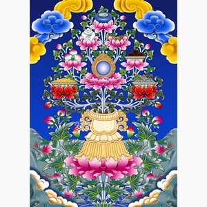 5d魔方圆钻石画藏传佛教唐卡吉祥八宝吉祥八瑞物合一图十字绣满钻