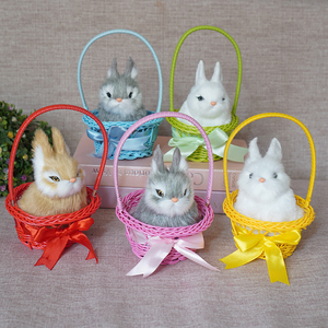 仿真提篮兔子多色篮子小白兔毛绒玩具兔兔儿童玩具摆件送孩子礼物