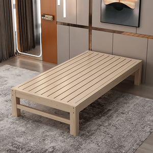 单人实木床平板床家用加宽拼接简易松木儿童学生小户型卧室出租房