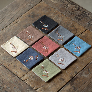 棉麻杯垫布艺刺绣壶垫家用隔热功夫茶杯垫茶托茶杯垫茶道茶具零配