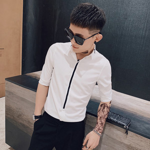 900人付款淘宝网红精神小伙衬衫男2020夏季韩版潮流帅气七分袖衬衣