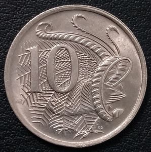 澳大利亚1968年10分铜镍币,琴鸟,23.5mm,三幺幺外国硬币收藏大