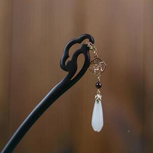 原盘创祥云古木木兰发簪子白玉兰古风高级感禅意汉服日常步摇头饰