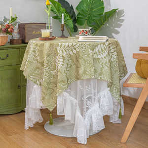 布几法式田园防水桌布高级感蕾丝台布餐桌花园圆桌茶几氛围感布置