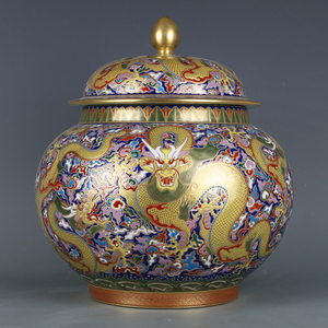 清乾隆珐琅彩描金龙纹盖罐古董古玩收藏真品包老保真老物件瓷器