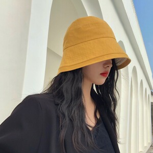 双面渔夫帽女春秋防晒遮阳帽大头围显脸小适合短发的帽子纯棉盆帽