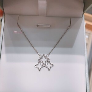 谢瑞麟专柜正品pt990铂金白金项链三颗星星造型精致闪亮
