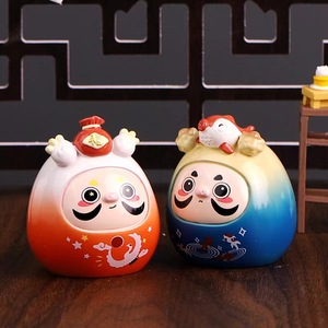 开运达摩蛋盲盒开工开业新居大吉招财猫锦鲤公仔玩具摆件生日礼物