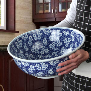 超大特大青花汤盆汤碗面碗陶瓷家用大号和面盆景德镇酸菜鱼大盆碗