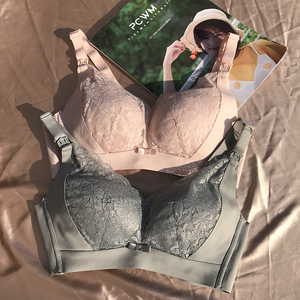 霞琪孕妇上开扣哺乳文胸蕾丝薄款性感胸罩聚拢防下垂无痕喂奶内衣