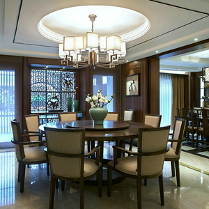 新中式全实木餐桌餐椅简约1.5米家用餐厅桌椅组合6-8人小户型圆桌