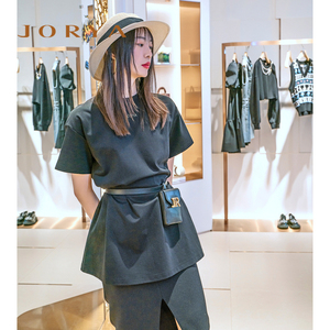 韩火火联名款 jorya21夏新款钉珠后背刺绣宽松短袖t恤n12e5704