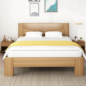 实木床现代简约1.8米双人床主卧1.5m单人床1.2米出租房经济板式床