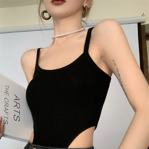 性感黑色抹胸吊带背心女内搭时尚洋气时髦打底紧身连体上衣夏外穿