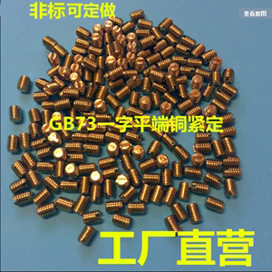 纯黄铜GB73一字平端紧定螺丝 无头螺丝 止付螺丝铜机米 M3*3-12