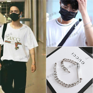 正品代购gucci古奇古驰手链ghost纯银古巴情侣手镯男女蔡徐坤肖战