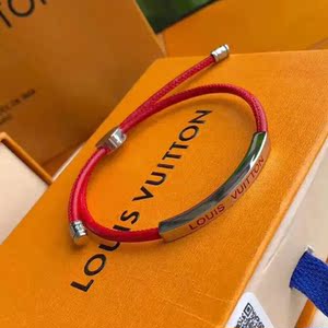 正品代购 lv手绳路易威登手链情侣皮绳老花手链老花男女手镯同款