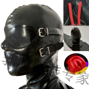 乳胶窒息头套定制 口塞鼻管牙套 全包调教面具面罩4人付款189