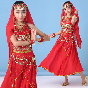 儿童演出服女少儿肚皮舞舞蹈服装天竺公主表演服印度舞服新疆舞裙